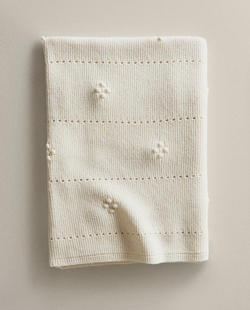 ZARA HOME ДЕТСКИЙ ВЯЗАНЫЙ ПЛЕД, ЭКРЮ
