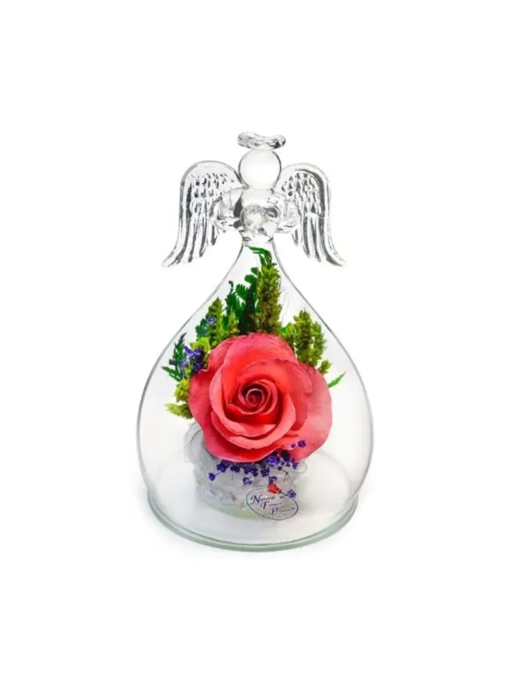 натуральная роза в стеклянном ангеле, вакуум
