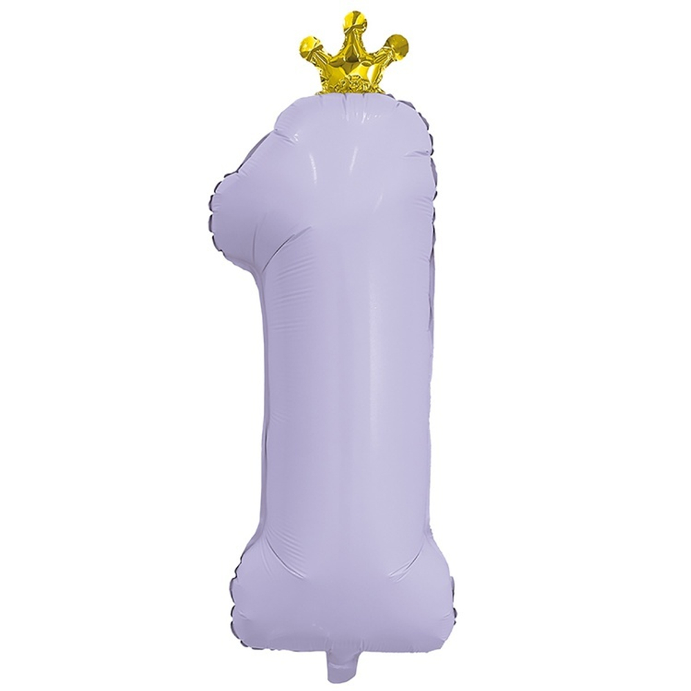 Шар ЦИФРА 1 С короной Lavender 32" 81 см