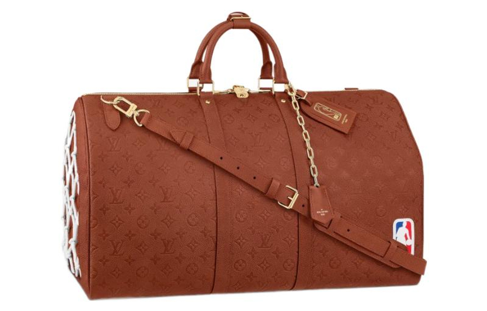 LOUIS VUITTON X Nba Keepall 55 Monogram Ball Grain Leather Brown