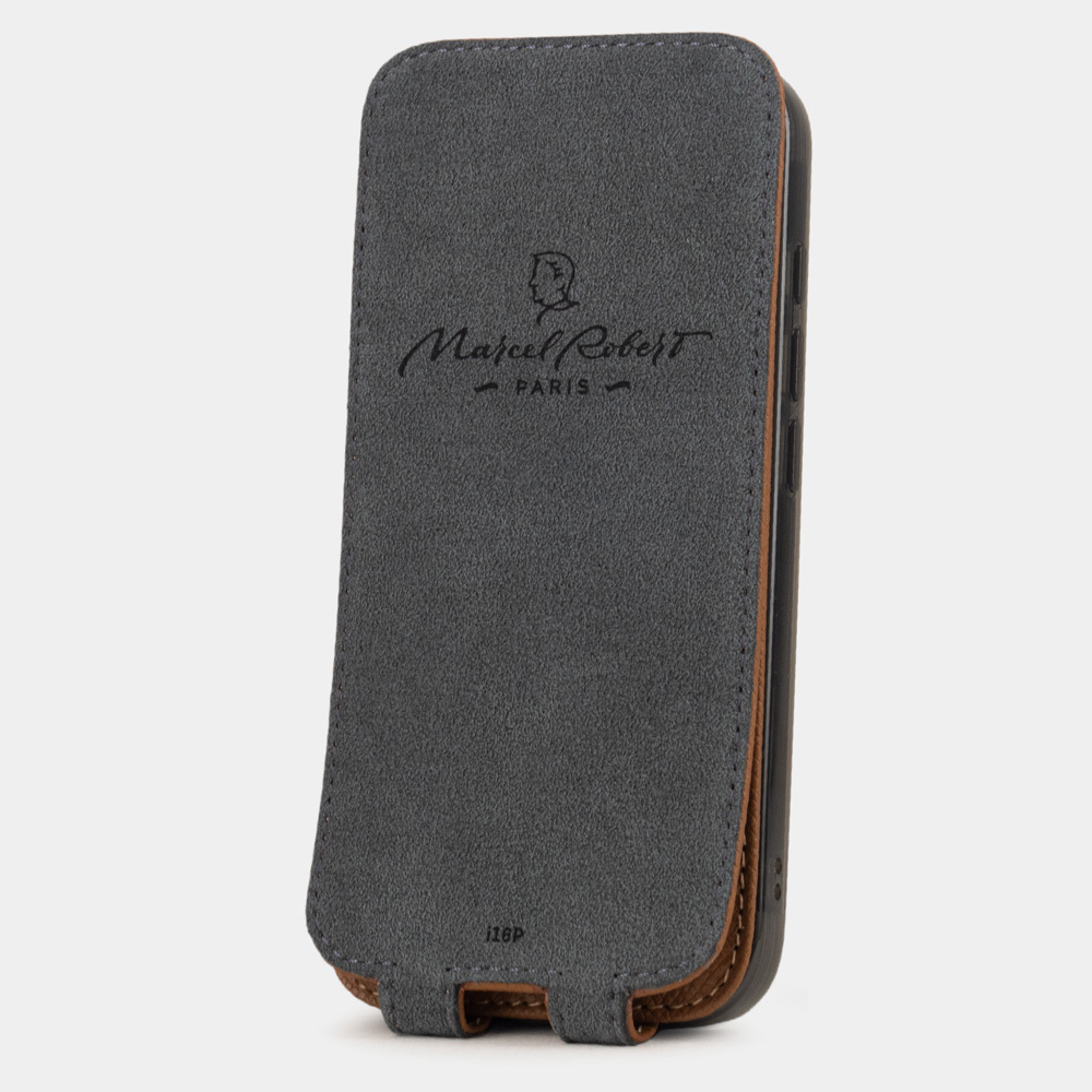 Чехол iPhone 16 Pro Max натуральная кожа сафьяно, цвета карамель