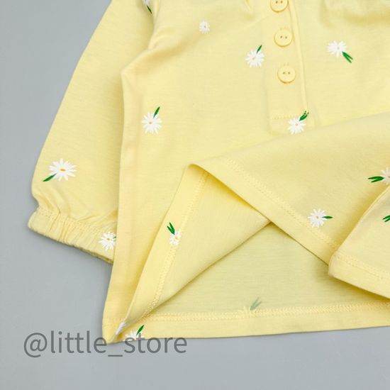 Лонгслив хлопковый "Летние цветы" бледно-желтый