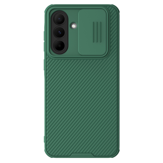 Чехол усиленный зеленого цвета (Dark Green) с защитной шторкой для камеры от Nillkin на Samsung Galaxy A56 5G, серия CamShield Pro Case