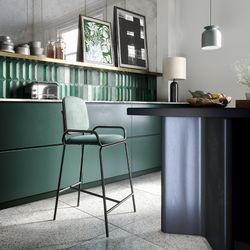 Стул барный Ror, 2 Frame, велюр, черный/зеленый