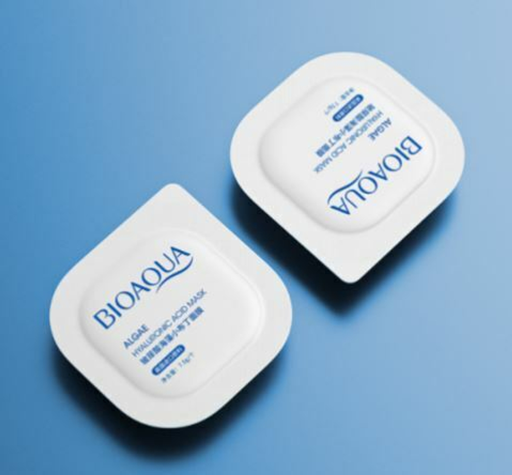55%SALE! BIOAQUA Набор увлажняющих пудинг - масок для лица с экстрактом морских водорослей и гиалуроной кислотой. (8 шт * 7,5 гр.)