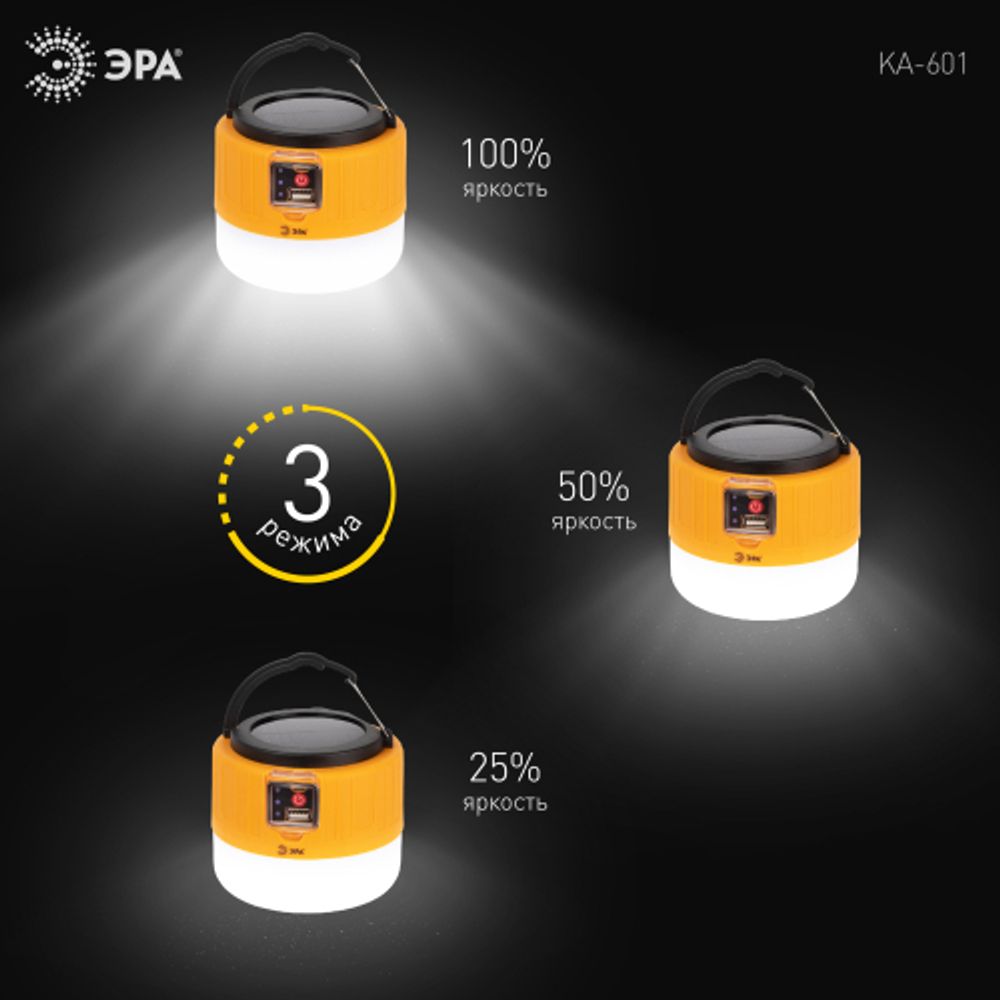 Фонарь кемпинговый светодиодный ЭРА KA-601 Пегас аккумуляторный, на солнечной батарее + дистанционный пульт