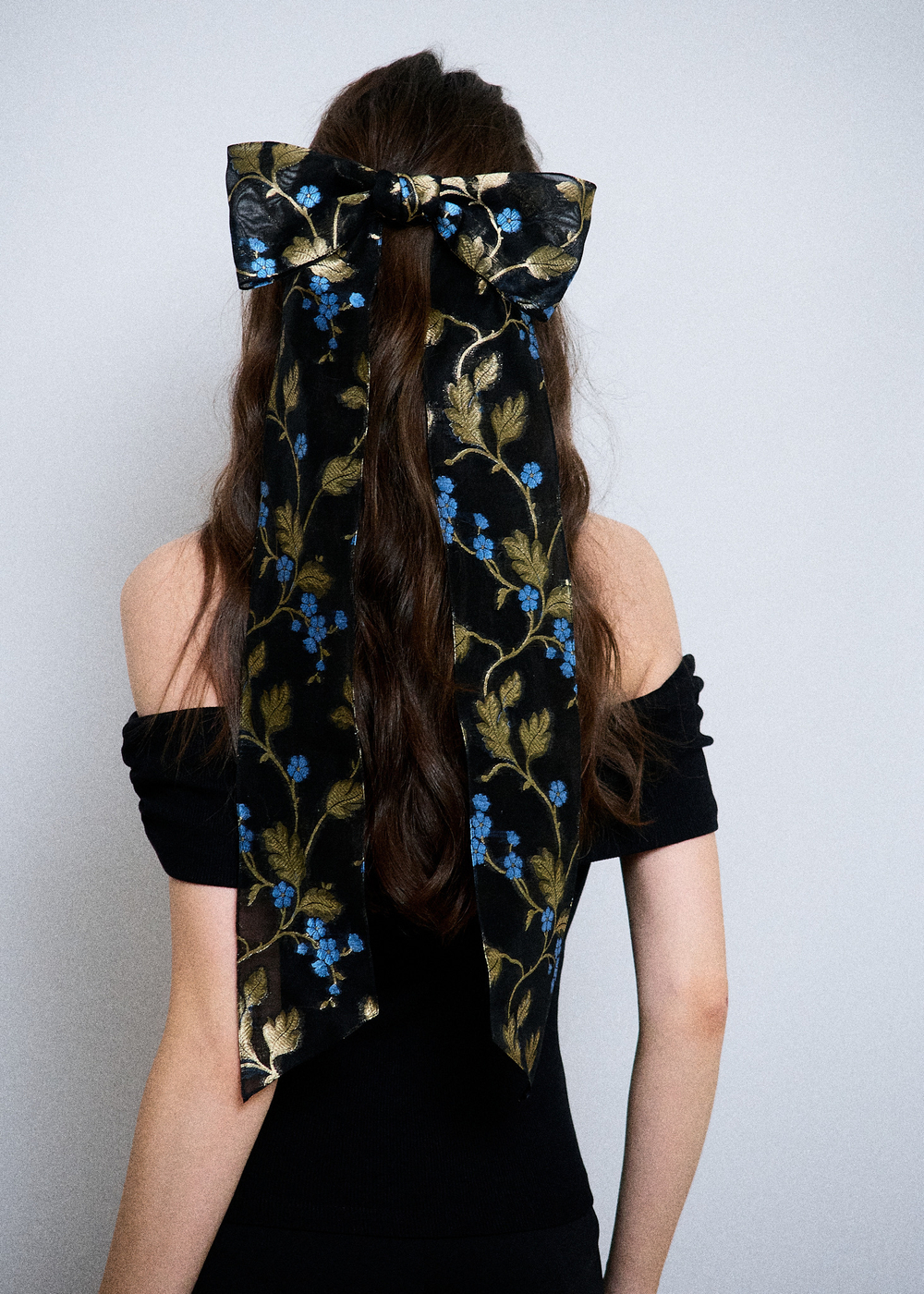 Бант "Паркер" облегченный с синими цветами