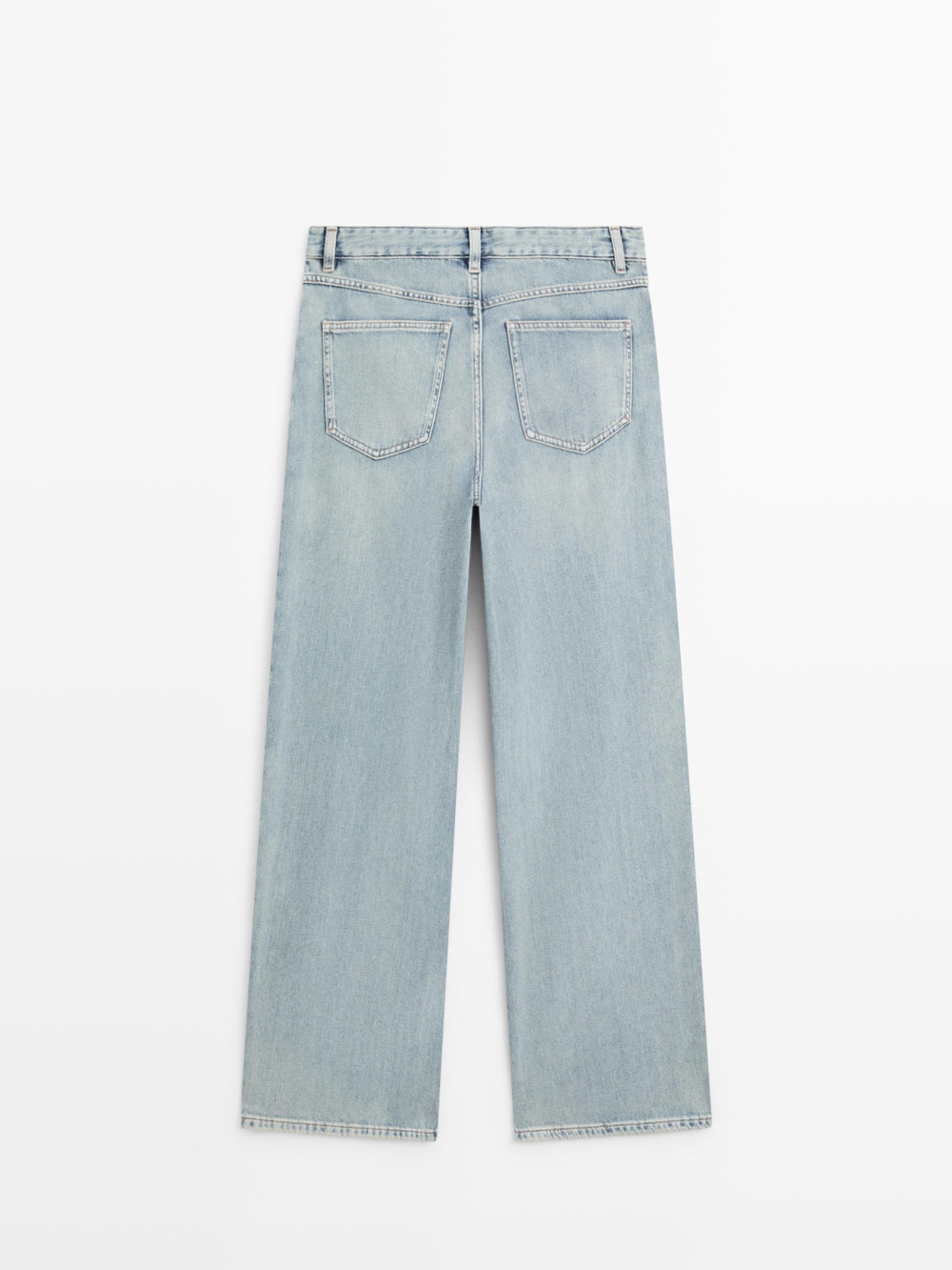 Massimo Dutti Джинсы с высокой талией и облегающим кроем, светло-голубой