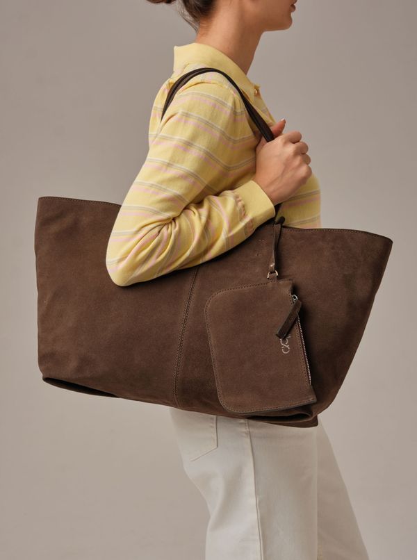 Замшевая сумка шоппер Texas DBR 31390 кофе