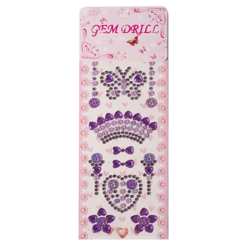 Наклейки-стразы Alingar, акриловые, "Весенний декор", бабочки, сердечки, цветы, пакет с европодвесом