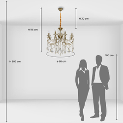 Люстра подвесная MW Light Селена для гостиной и кабинета, 8 ламп, 320Вт, 16 м2, хрусталь, бронзовая
