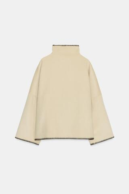 ZARA КУРТКА С ШЕРСТЬЮ — ZW COLLECTION, КРЕМОВЫЙ