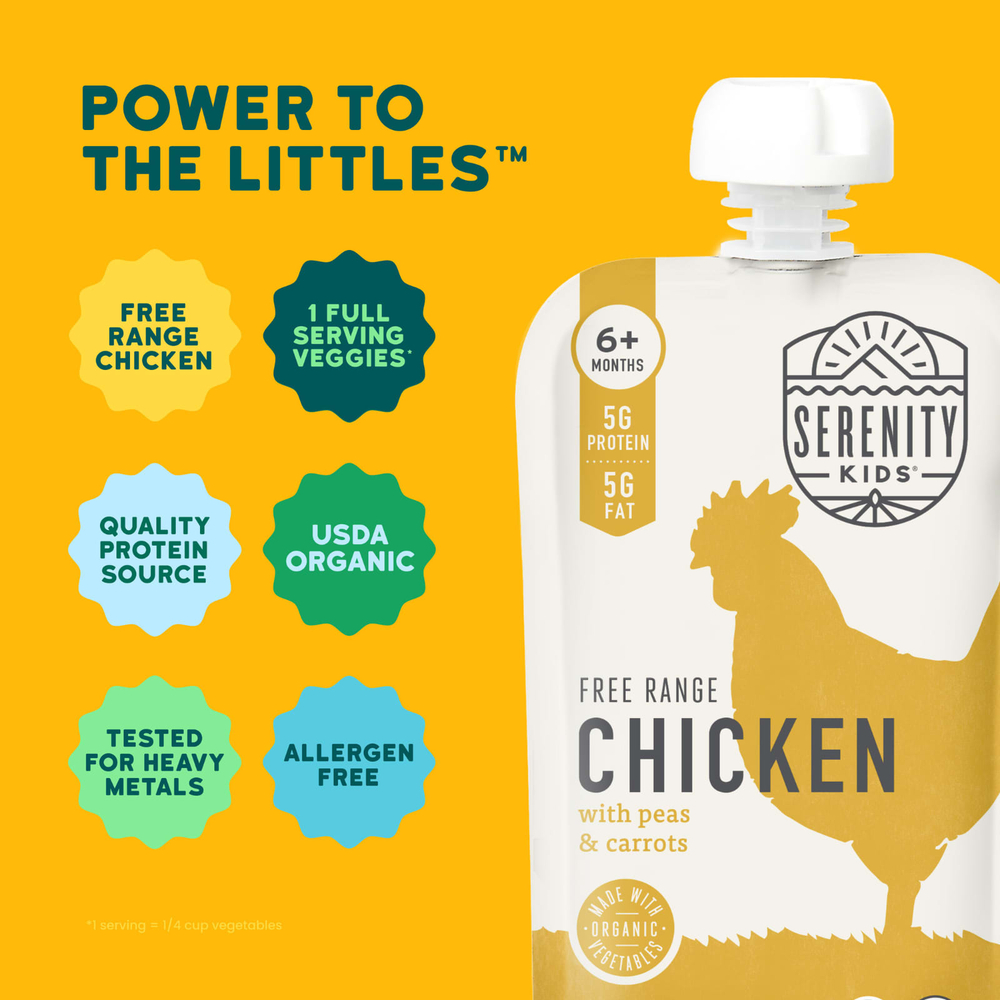 Serenity Kids, курица от курицы с горохом и морковью, для детей от 6 месяцев, 99 г (3,5 унции)