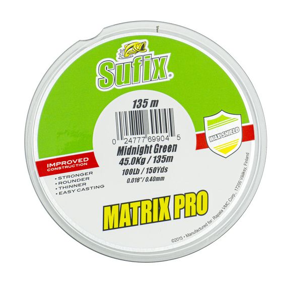 Леска плетеная SUFIX Matrix Pro зеленая 135 м 0.40 мм 45 кг