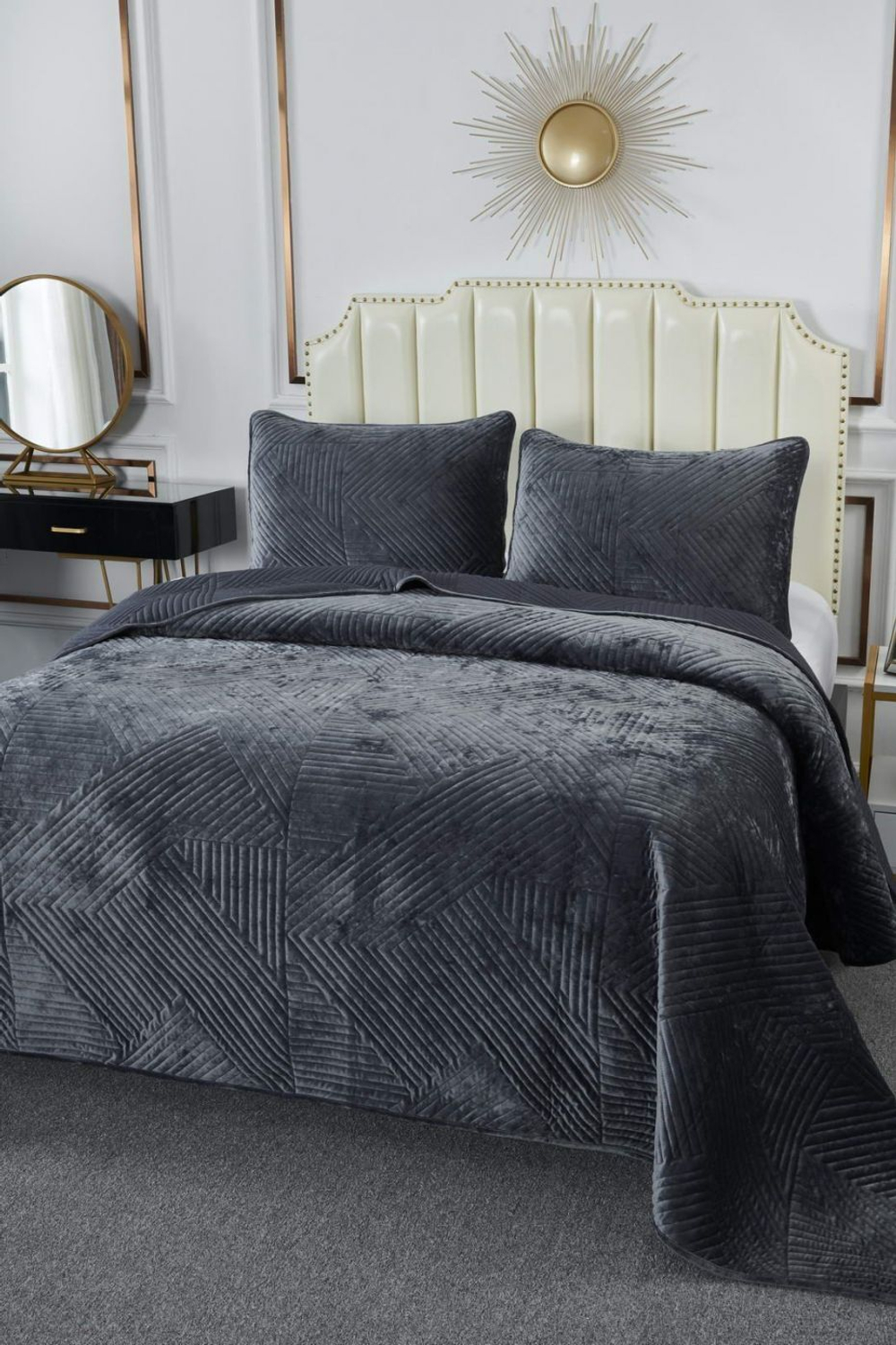 Покрывало 220х240 и 2 наволочки 50х70 Sofi De MarkO Патрисия Антрацит