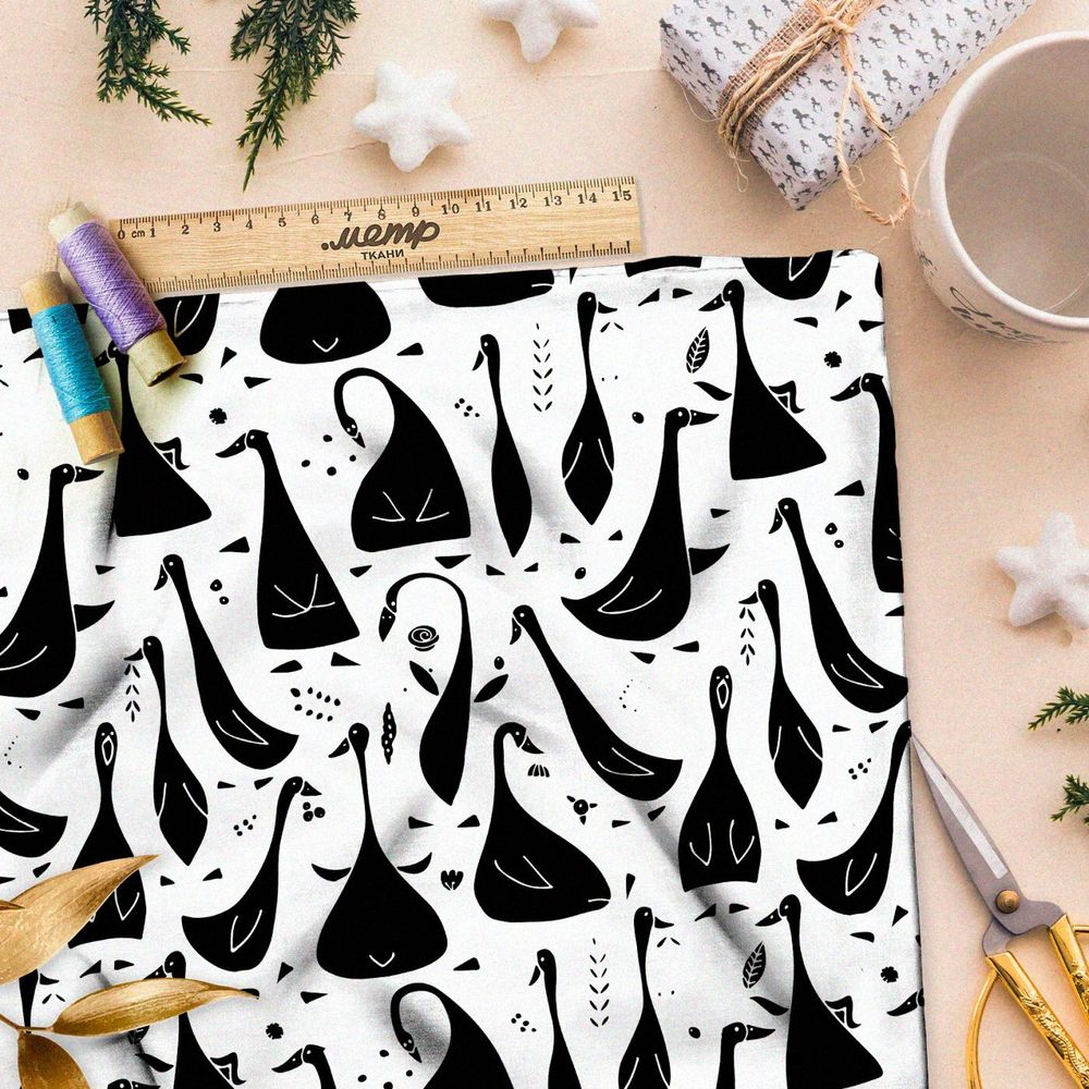 Ткань премиум таффета гусиная фантазия