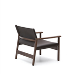 Кресло Jan из переработанной кожи темно-коричневого цвета и ясеня в ореховом цвете