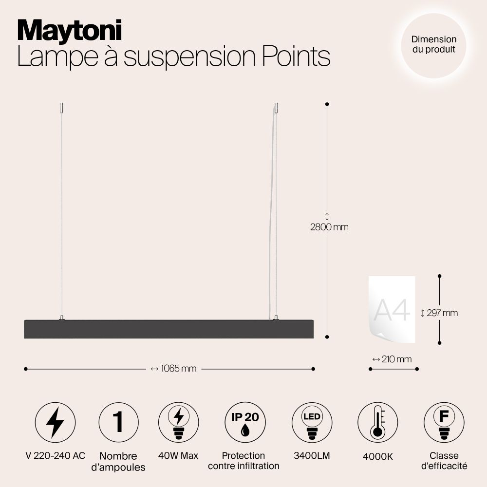 Подвесной светильник Technical P050PL-L40B4K