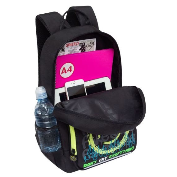 Çanta \ Bag \ RB-455-2 Рюкзак школьный (/2 черный - лимонный)