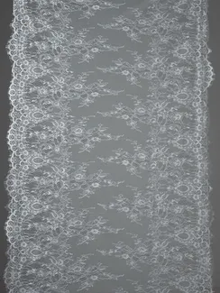 07-02 ОПТ Кружево реснички (шантильи) широкое, 75 см, айвори 004