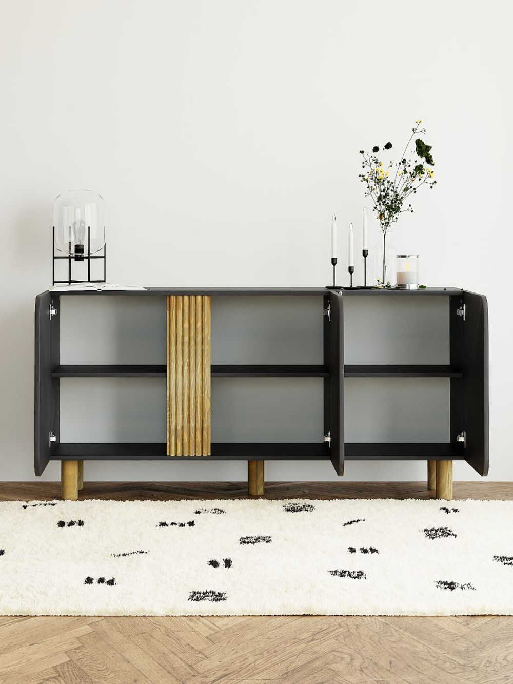 Тумба, 150х40х75, Ола, напольная, под телевизор, комод, серый, Dipriz