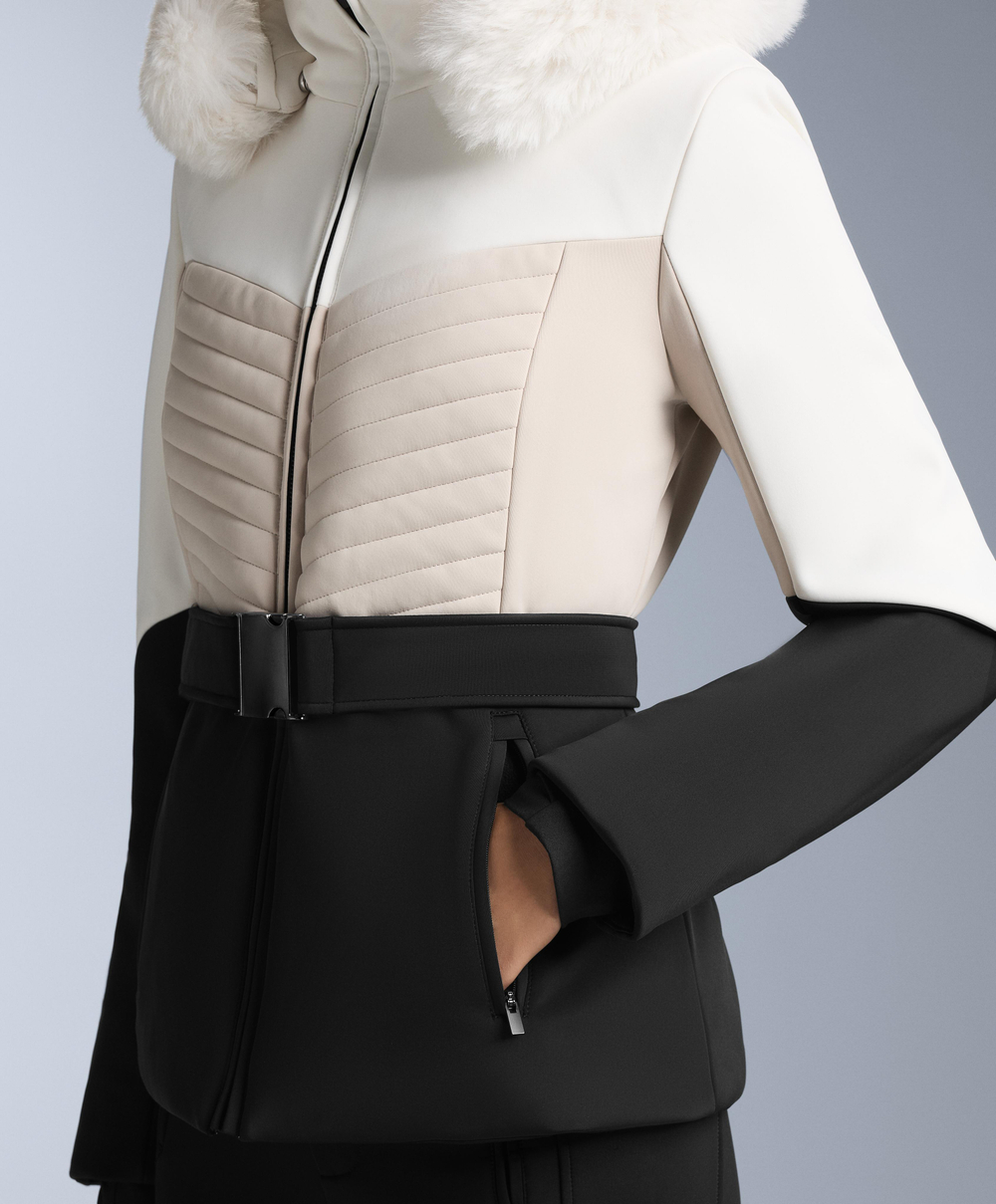 Oysho Водонепроницаемая куртка Primaloft® SKI с цветными блоками, супероблегающая, черный