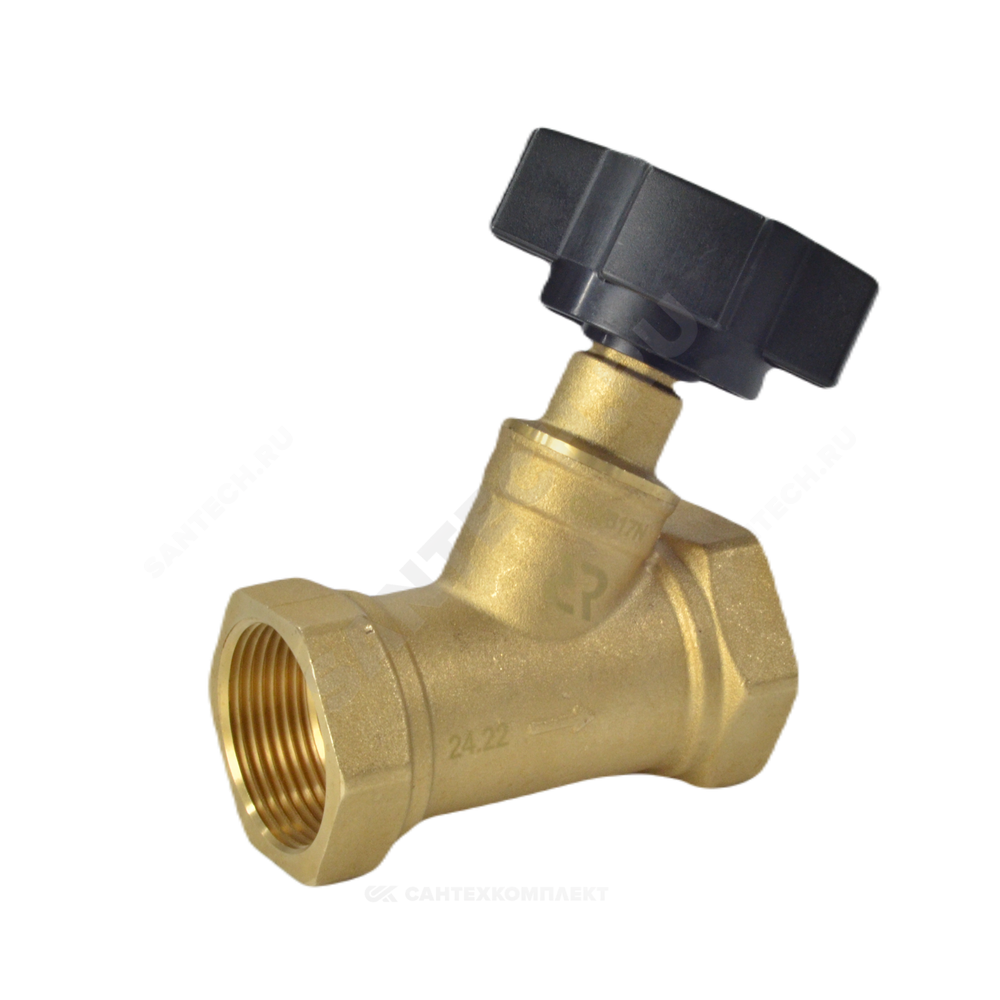 Клапан балансировочный ручной латунь MNT-R Ду 40 Rp1 1/2" Ру16 Тмакс=120 оС ВР Kvs=13м3/ч с измерительными ниппелями Ридан 003Z2335R