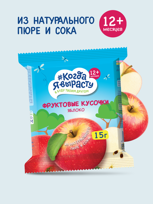 Когда Я Вырасту. ФРУКТОВЫЕ КУСОЧКИ из ЯБЛОК 15 г (с 12 мес)