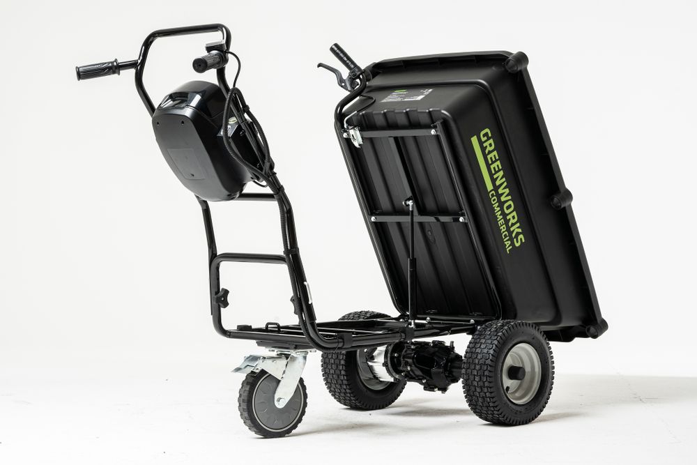 Аккумуляторная самоходная садовая тележка Greenwork 82GCK5, 7400607UB,82v, 106 л, АКБ 5 А·ч и ЗУ