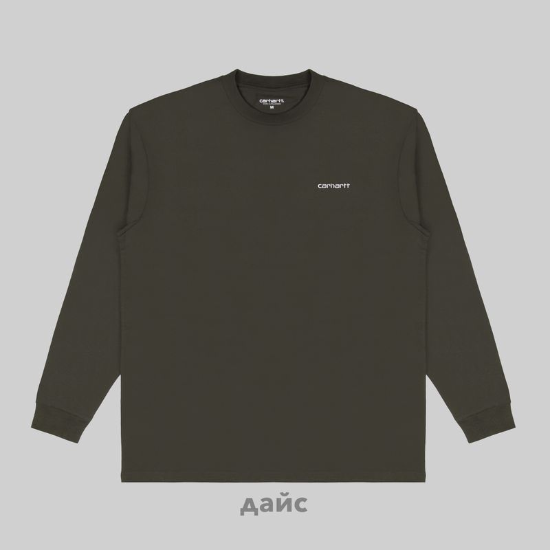 Лонгслив мужской Carhartt WIP Script Embroidery артикул:I032306_cypress - купить в магазине Дайс
