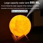 Увлажнитель воздуха, Аромадиффузор + Светильник, ночник Луна 3Д, "3D Moon Lamp Humidifier" 880мл / D-15см