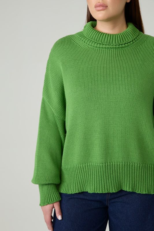 Свитер вязаный, зеленый