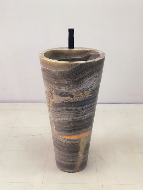 Раковина напольная из оникса Grey ON-61356 (45*45*90)