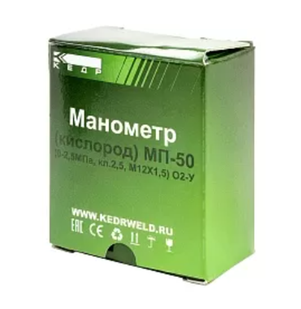 Манометр КЕДР ТМ2 Кислород, (0-2,5 МПа, кл.2,5, М12Х1,5) О2-У