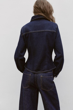 ZARA ПРИТАЛЕННАЯ ДЖИНСОВАЯ РУБАШКА Z1975, СИНИЙ