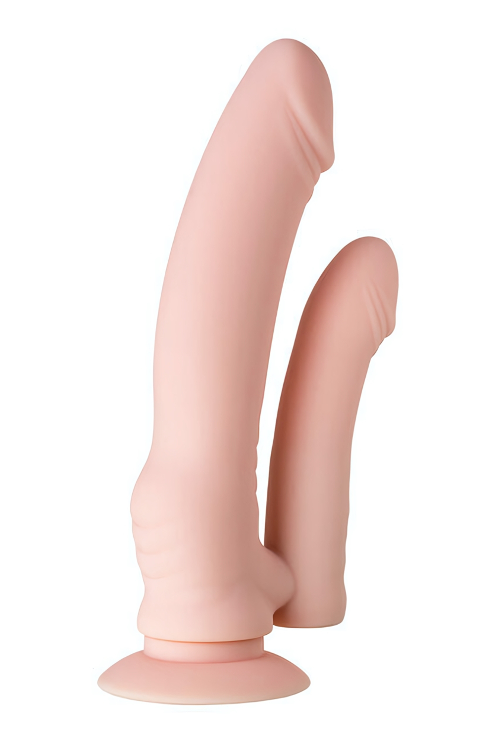 Двойной стимулятор на присоске с анальным вибро-фаллосом Double Penetration Dildo (19.5 см) (Цвет: Телесный)