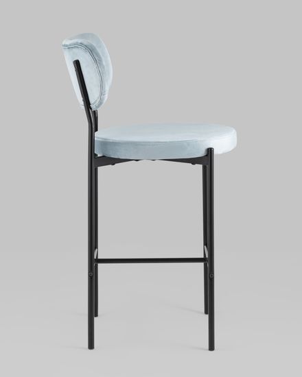 Стул полубарный Барбара велюр серо-голубой