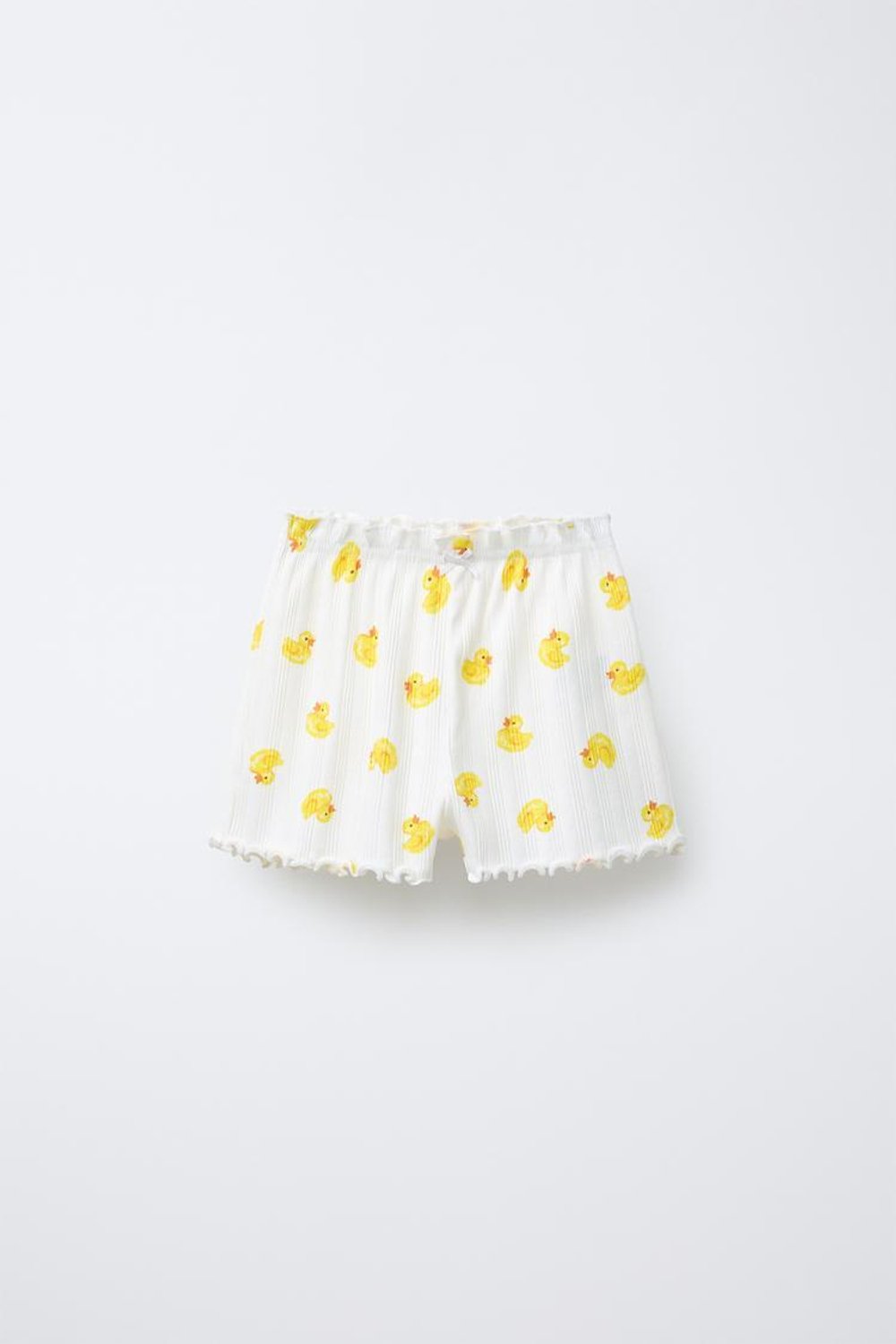 ZARA ПИЖАМА В РУБЧИК С ПРИНТОМ «УТЯТА», ЭКРЮ