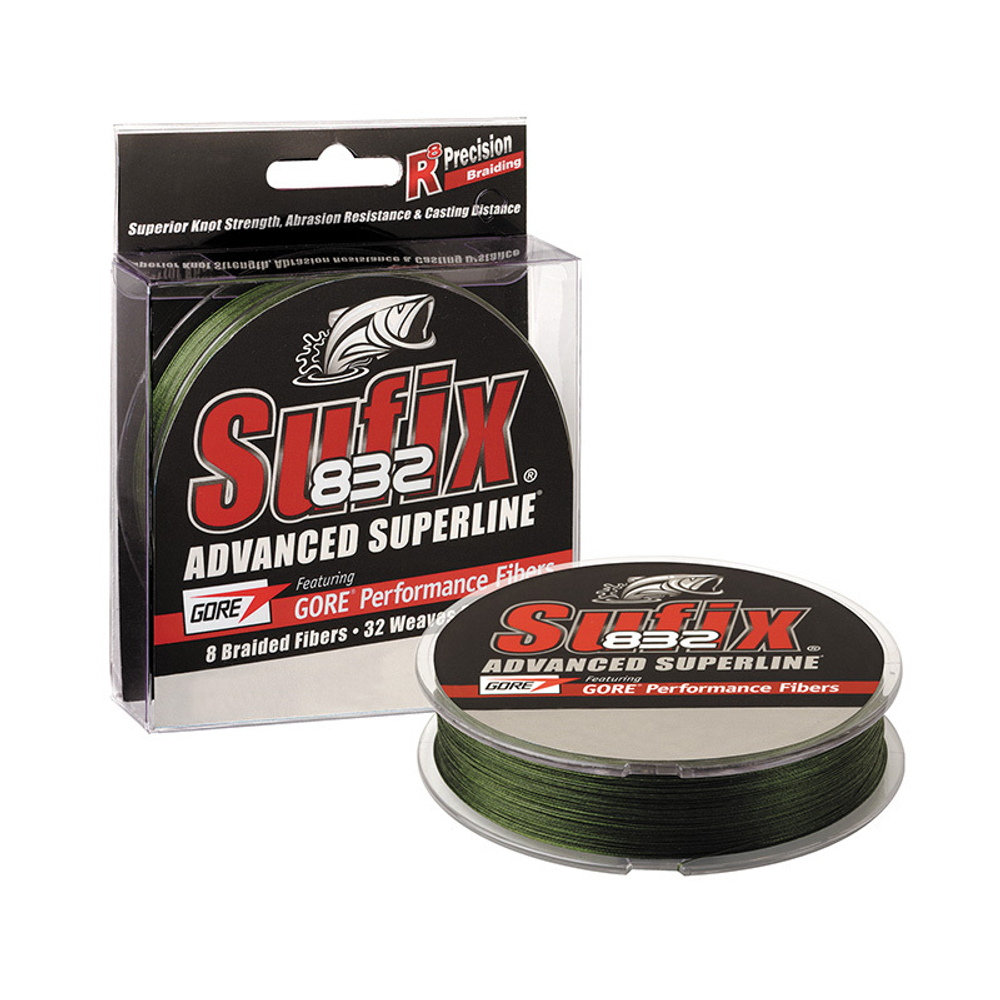Леска плетеная SUFIX 832 Braid зеленая 120 м, 0,2 мм, 13,5 кг
