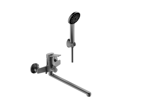 67-6-035 Смеситель Potato,однор. для ванны,лейка, настен,графит,керам. карт. 35мм