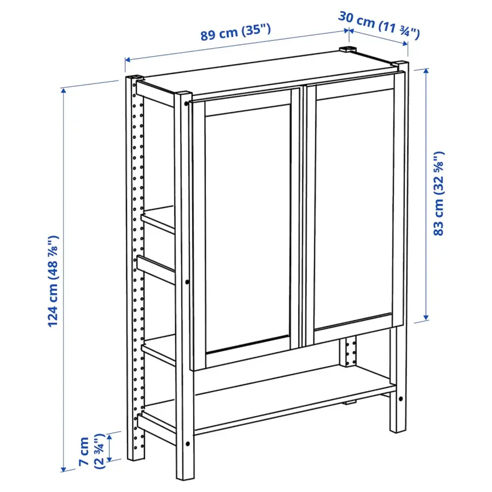 Комбинация для хранения - IKEA IVAR/ИВАР ИКЕА, 89х30х124 см, сосна/черный