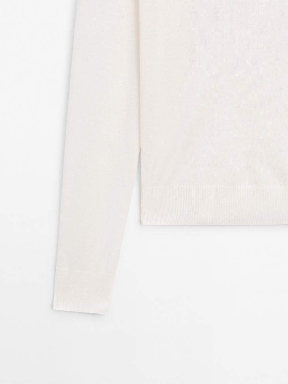 Massimo Dutti Свитер из смесовой шерсти с круглым вырезом, кремовый