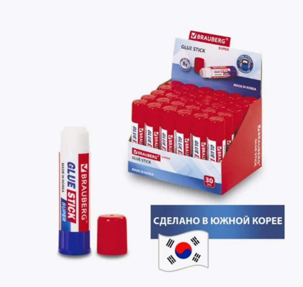 Клей-карандаш 8г. Южная Корея (BRAUBERG)