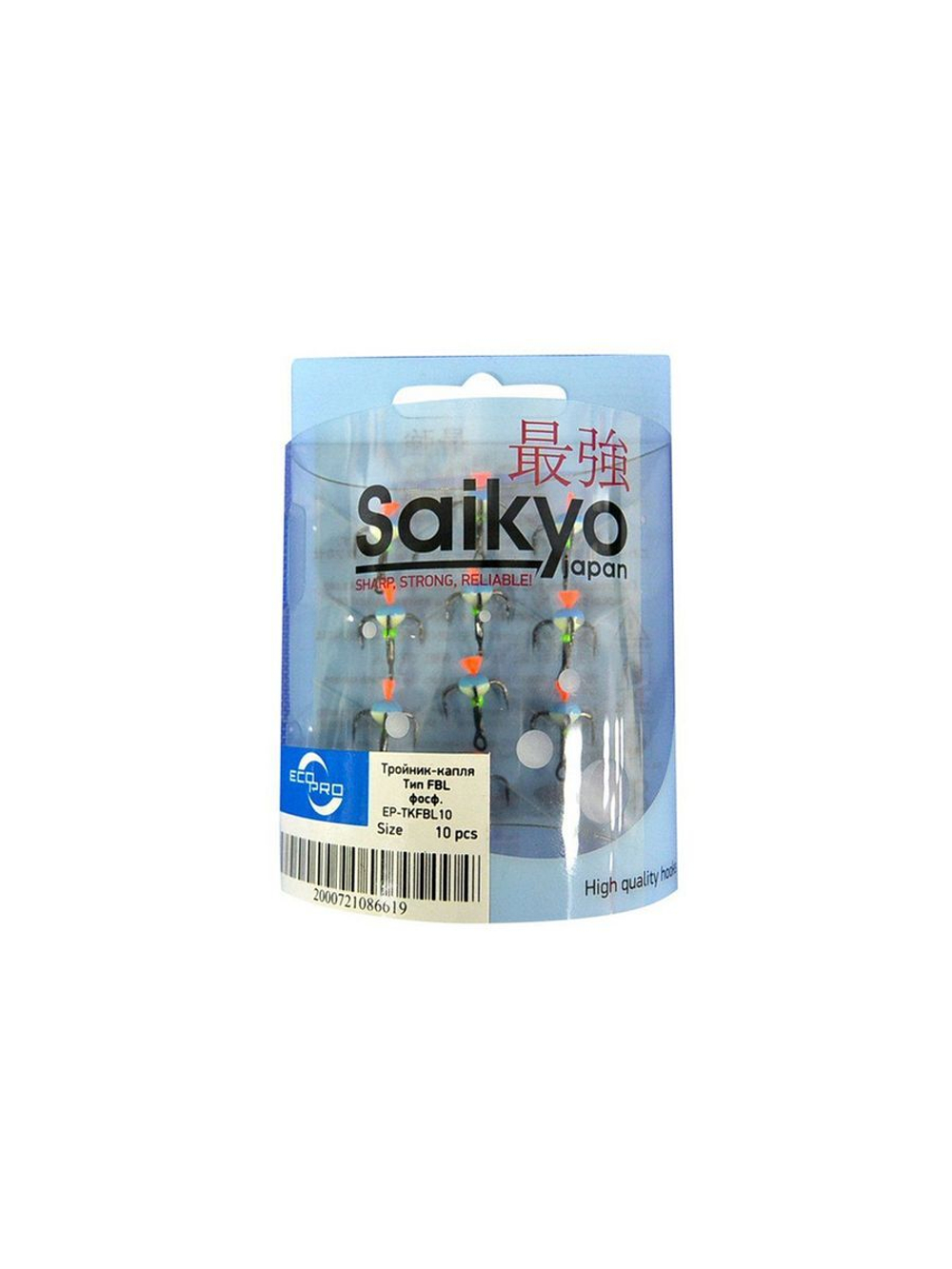 Тройник-капля ECOPRO красный хвост тип FBL №10, фосфорный (упк. 10 шт.)