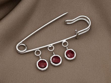 Подвеска Круглая-mini с красным кристаллом, 9,5мм