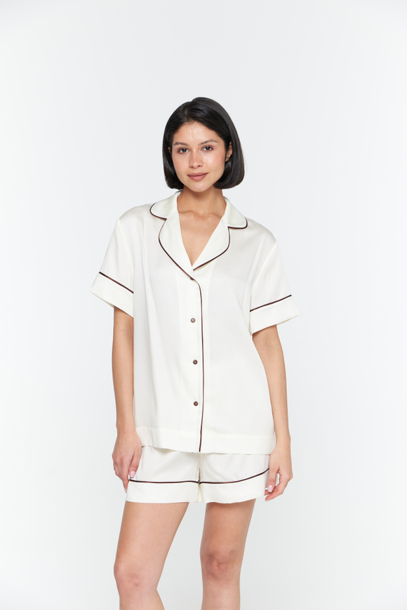 Шорты с кантом из тенселя айвори