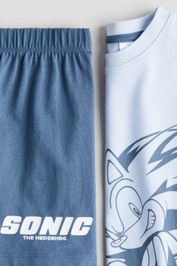 H&M Пижамный комплект с принтом, светло-голубой