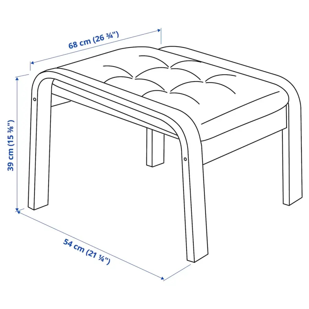 Кресло и подставка для ног - POÄNG / POАNG IKEA/  ПОЭНГ ИКЕА,  72х62 см, синий