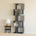 Стеллаж деревянный напольный Фаллет 5 полок 60х30х177 см для игрушек и для книг, антрацит