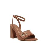 Кожаные босоножки на каблуке Guess - коричневый(FLJKRN LEA03)